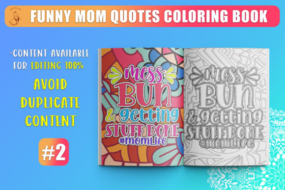 Funny Mom Quotes Coloring Book KDP SVG Graphics