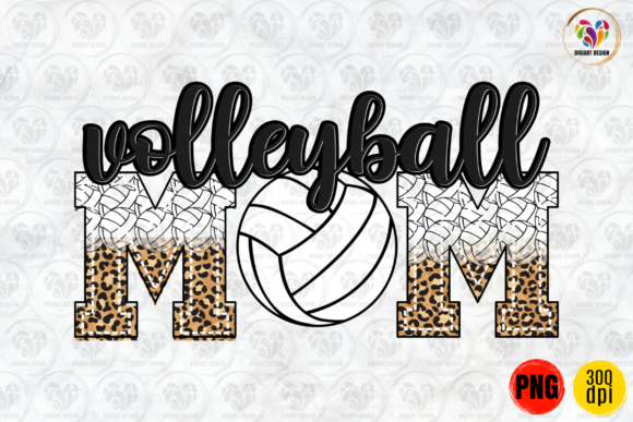 Volleyball Mom Leopard Sublimation Graphics & Print Templates